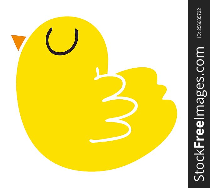 Quirky Hand Drawn Cartoon Yellow Bird