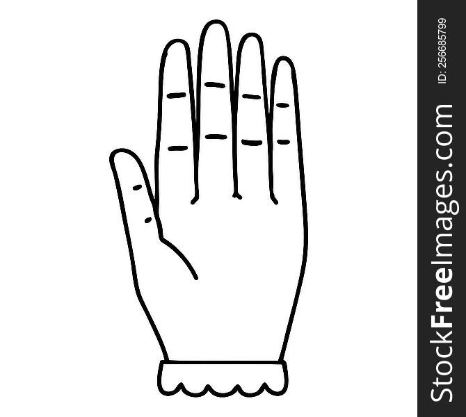 Black Line Tattoo Of A Hand
