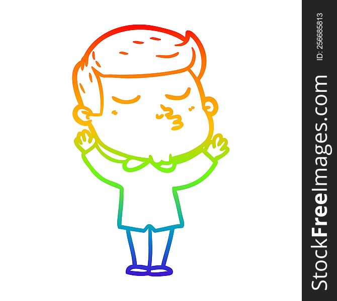 rainbow gradient line drawing of a cartoon model guy pouting