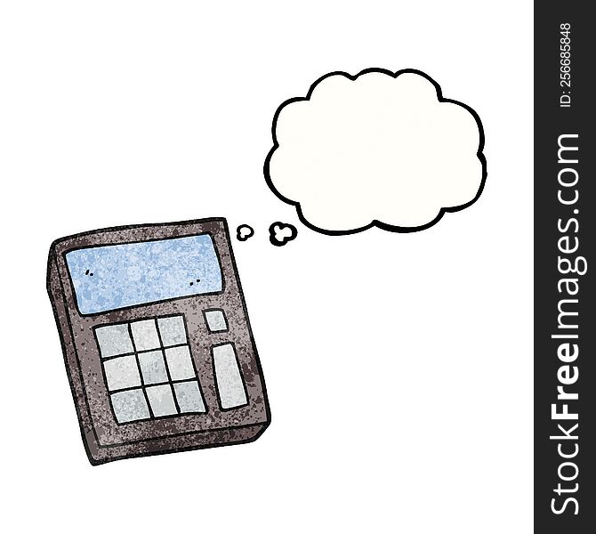 freehand drawn thought bubble textured cartoon calculator