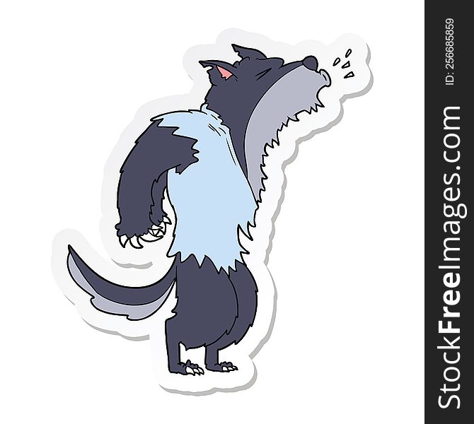 sticker of a cartoon howling werewolf