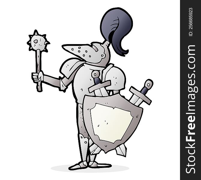 cartoon medieval knight with shield