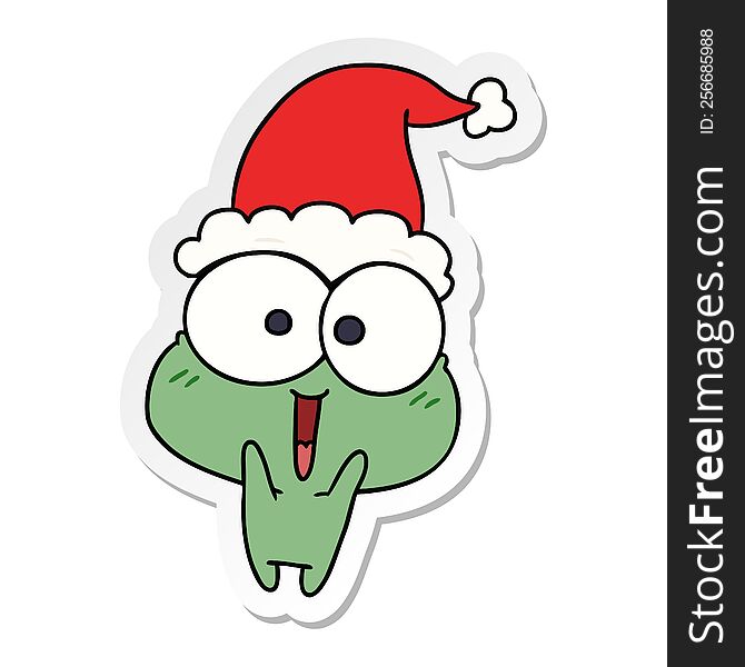 christmas sticker cartoon of kawaii frog