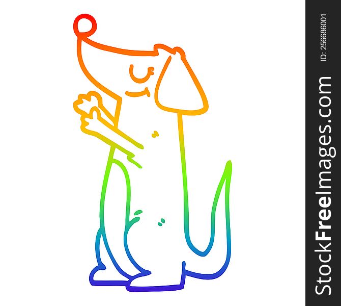Rainbow Gradient Line Drawing Cartoon Well Behaved Dog