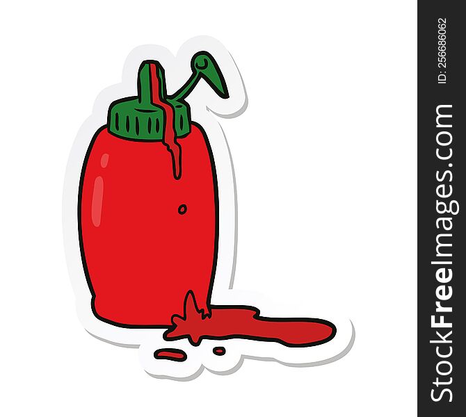 Sticker Of A Cartoon Ketchup Bottle