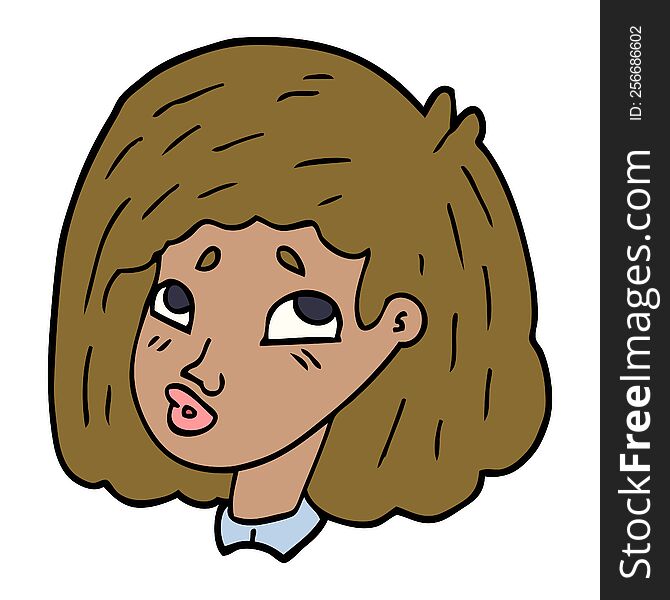 Cartoon Doodle Face Of A Girl