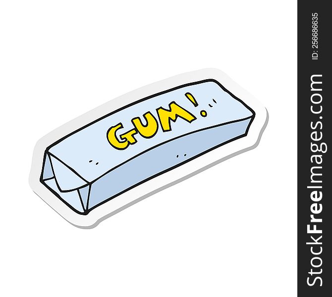 sticker of a cartoon chewing gum