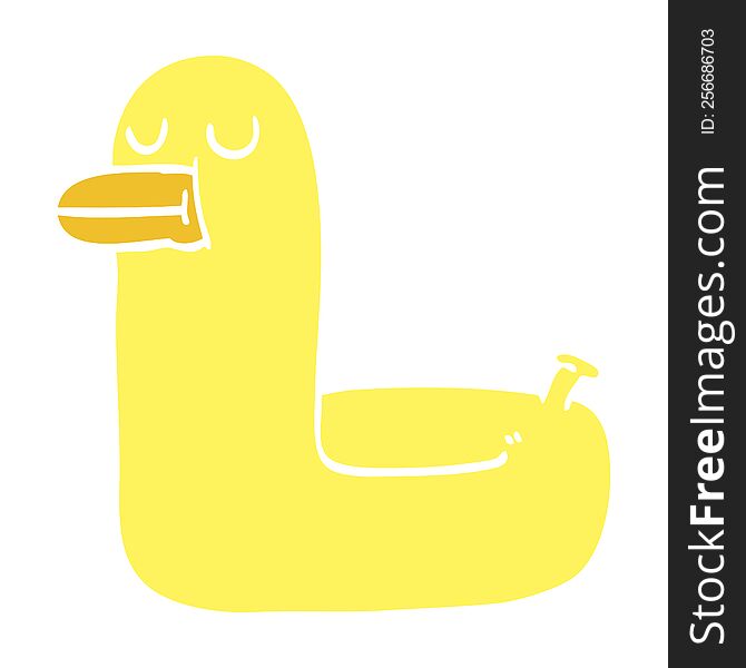 flat color illustration cartoon yellow ring duck
