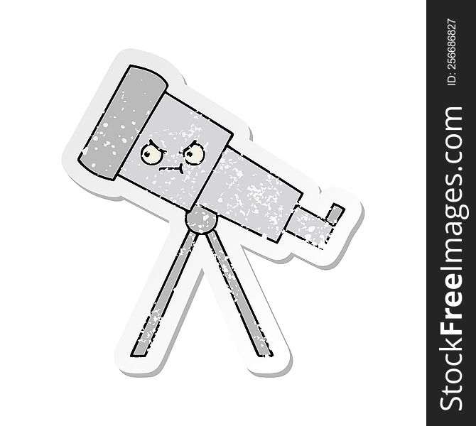 Distressed Sticker Of A Cute Cartoon Telescope