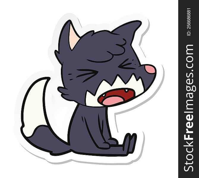 sticker of a angry cartoon fox sitting