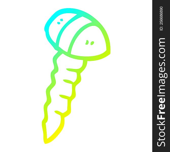 cold gradient line drawing of a cartoon screw