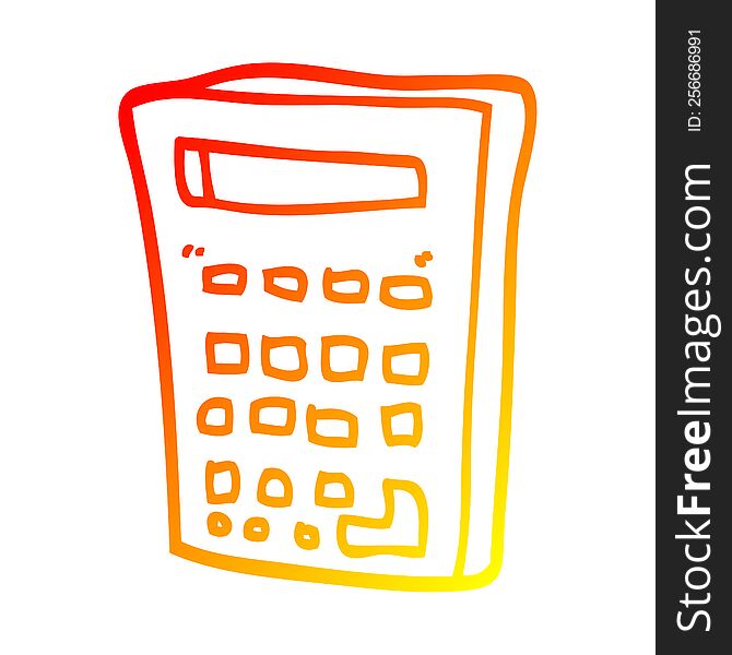 warm gradient line drawing of a cartoon electronic calculator