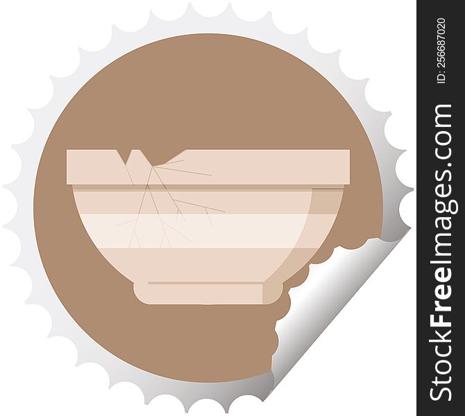 Cracked Bowl Round Sticker Stamp