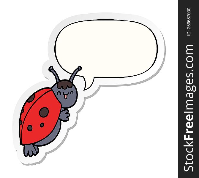 Cute Cartoon Ladybug And Speech Bubble Sticker