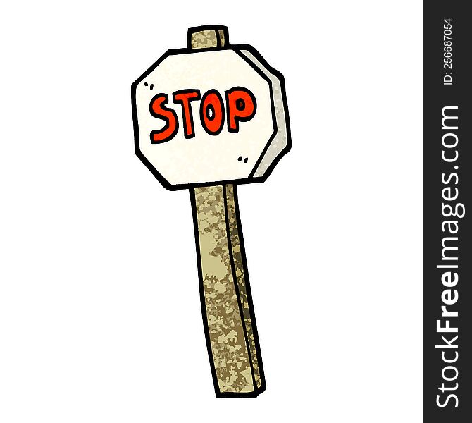 grunge textured illustration cartoon stop sign