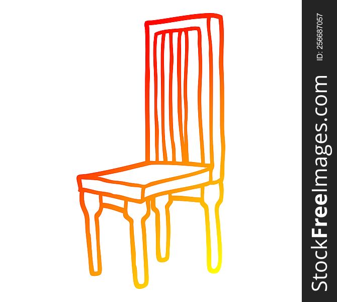 Warm Gradient Line Drawing Cartoon Wooden Chair