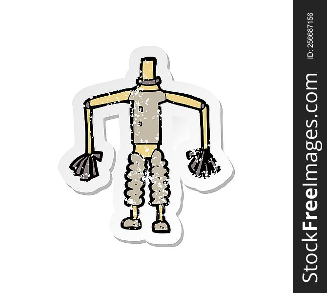 Retro Distressed Sticker Of A Cartoon Robot Body