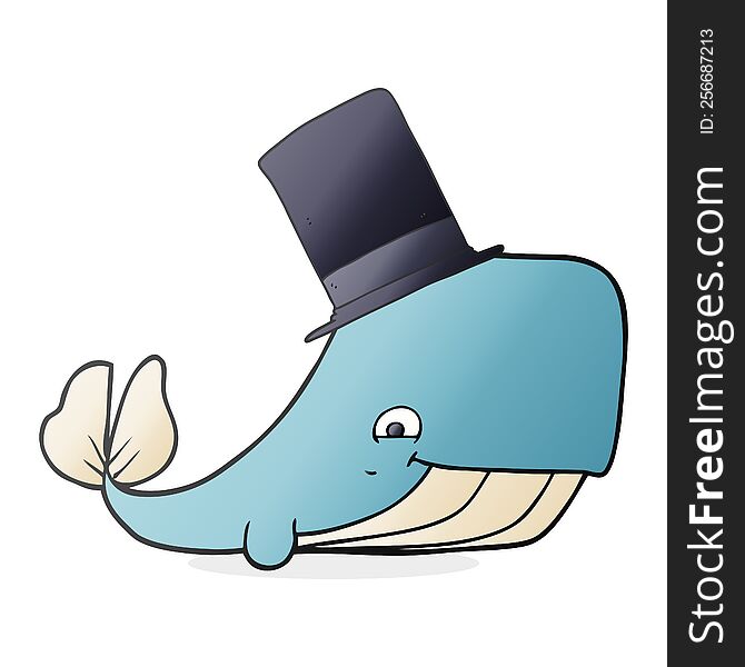 Cartoon Whale In Top Hat