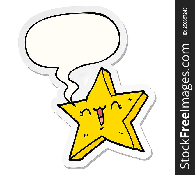 Cute Cartoon Star And Speech Bubble Sticker