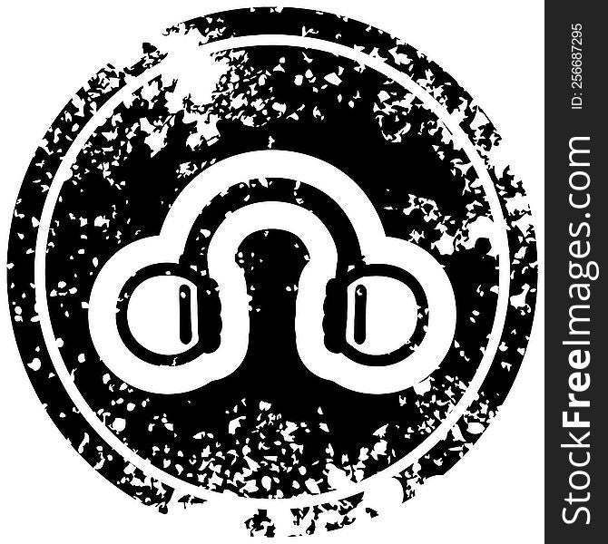 music headphones distressed icon symbol