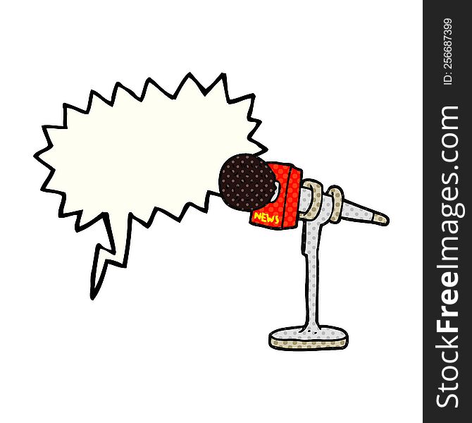 freehand drawn comic book speech bubble cartoon microphone