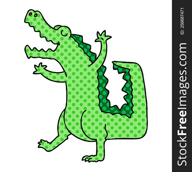 Quirky Comic Book Style Cartoon Crocodile