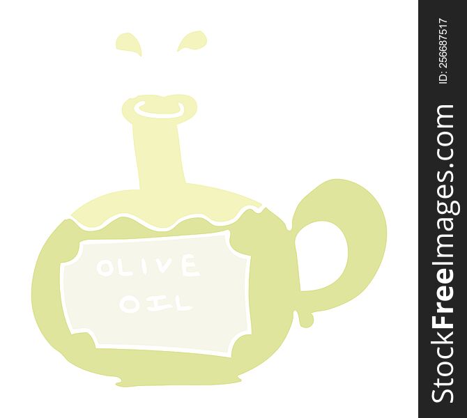 Flat Color Illustration Of A Cartoon Olive Oil