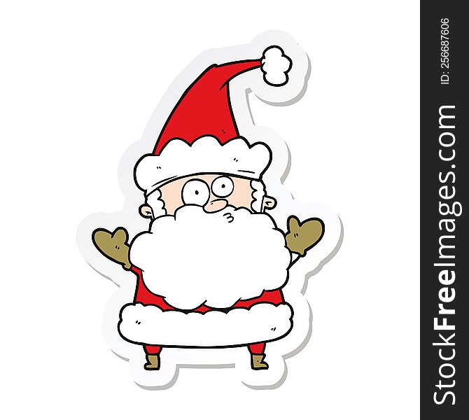 Sticker Of A Cartoon Confused Santa Claus