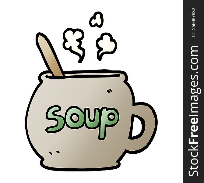 Vector Gradient Illustration Cartoon Cup Of Soup