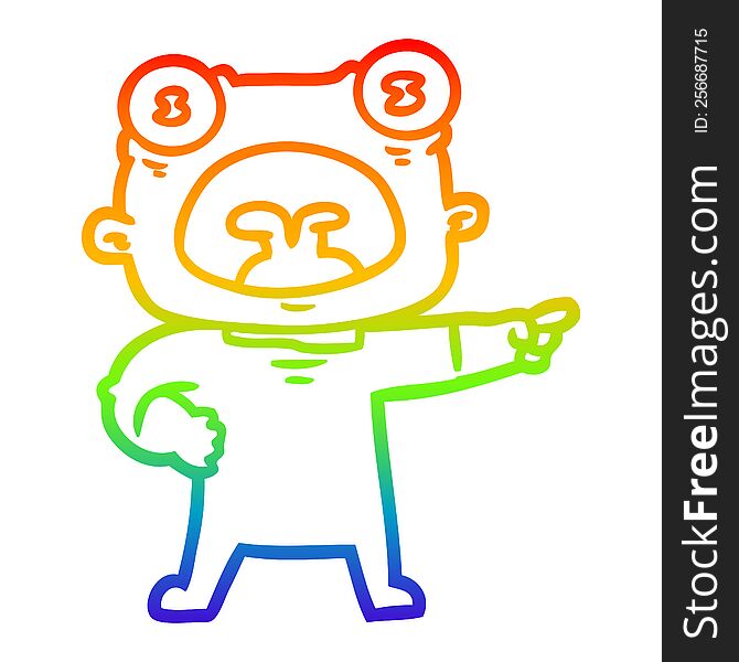 rainbow gradient line drawing of a cartoon weird alien shouting