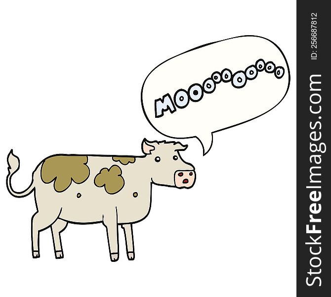 cartoon cow with speech bubble. cartoon cow with speech bubble