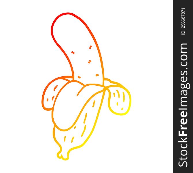 warm gradient line drawing of a cartoon banana