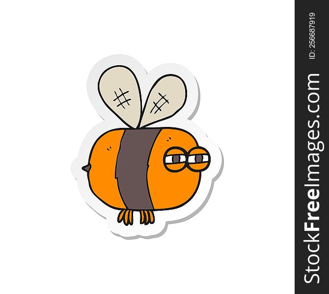 Sticker Of A Cartoon Angry Bee