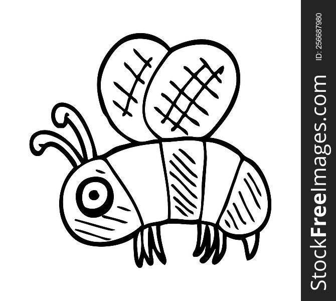 line drawing cartoon anxious bee