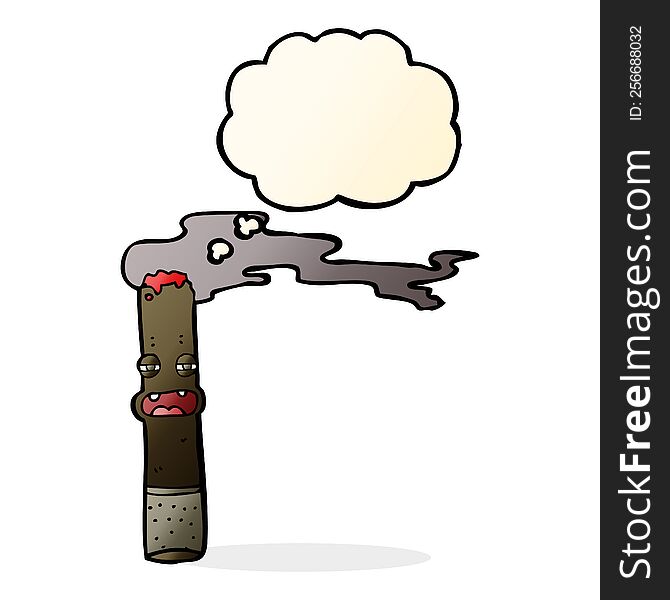Cartoon Cigar Character With Thought Bubble
