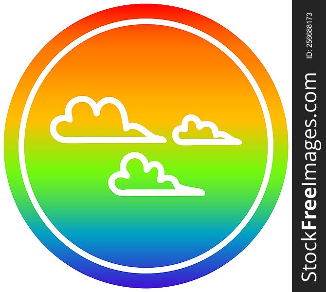 weather cloud circular icon with rainbow gradient finish. weather cloud circular icon with rainbow gradient finish