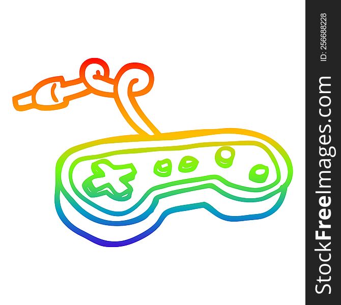 rainbow gradient line drawing of a cartoon games controller