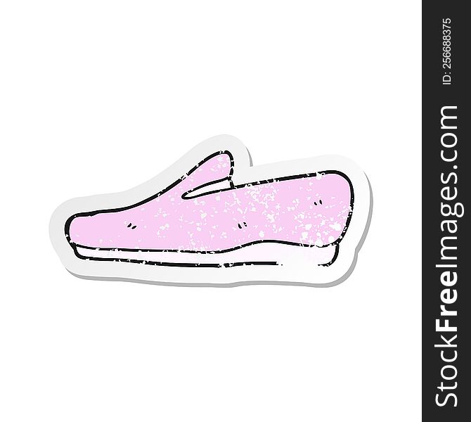 Retro Distressed Sticker Of A Cartoon Slipper