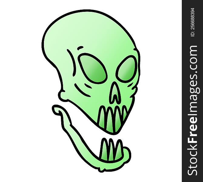 gradient cartoon doodle of a skull head