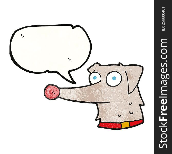 speech bubble textured cartoon dog with collar