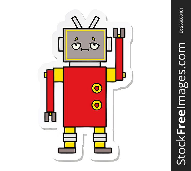 Sticker Of A Cute Cartoon Robot