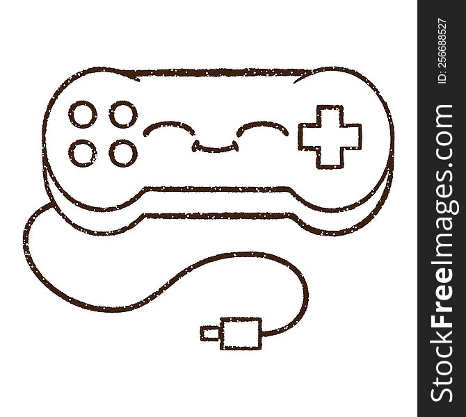 Game Controller Charcoal Drawing