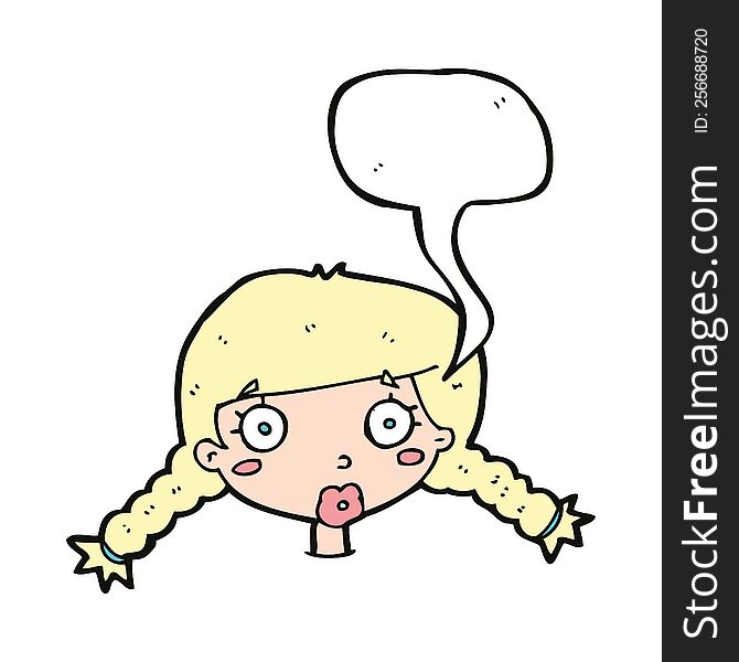 cartoon confused female face with speech bubble