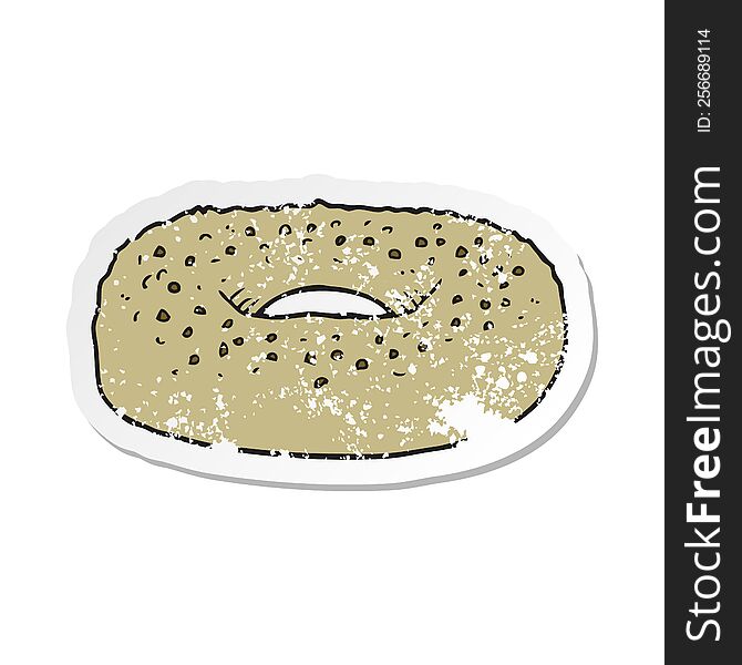 retro distressed sticker of a cartoon bagel
