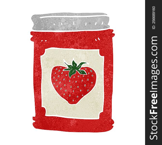 freehand retro cartoon strawberry jam jar