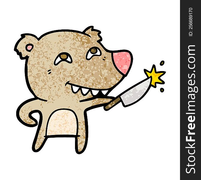 cartoon bear with sharp knife. cartoon bear with sharp knife