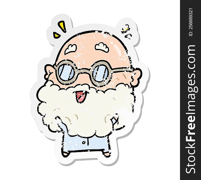 Distressed Sticker Of A Cartoon Surprised Old Man