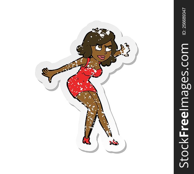 retro distressed sticker of a cartoon female spy