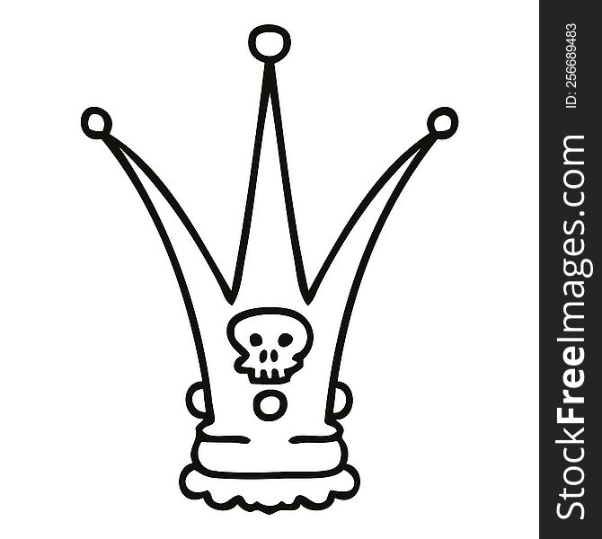 line drawing quirky cartoon death crown. line drawing quirky cartoon death crown