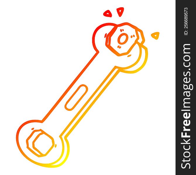 warm gradient line drawing of a cartoon spanner turning nut